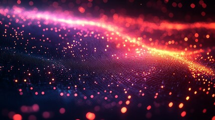 Obraz premium Abstract glowing particles wave digital art