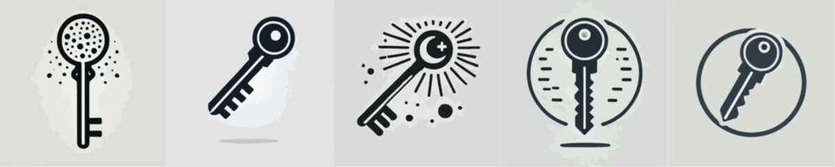 vector set of house keys silhouettes