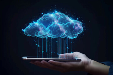 Futuristic depiction of a human brain with digital data streams emanating from a smartphone, symbolizing advanced technology and AI insights