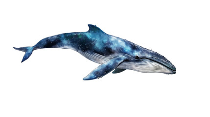 Blue whale isolated on white transparent background