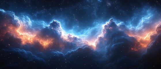 Fototapeta premium Fiery Nebulae in Deep Space.