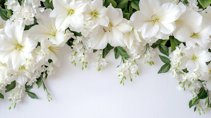 Abstract floral pattern with peonies on white background, Beautiful floral arrangement with flower,  suitable for use as a decorative element in interior design.
