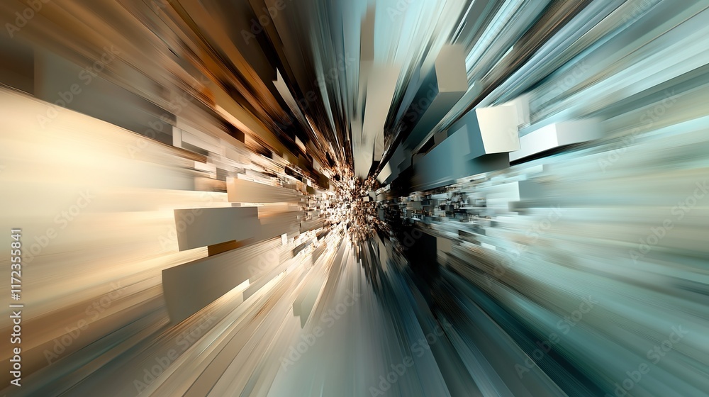 Aufkleber dynamic abstract composition with colorful geometric shapes