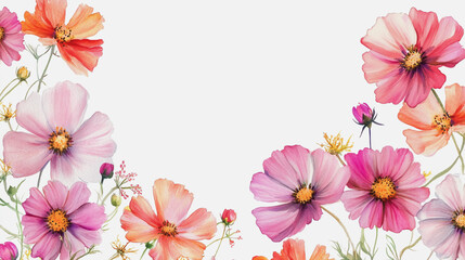 Fototapeta premium Elegant wedding invitation card background vector. Minimal hand painted watercolor botanical flowers texture template background. Design for wedding, vip cover, poster, rsvp moderncard.Valentine's Day