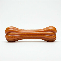 brown rubber dog bone on white background