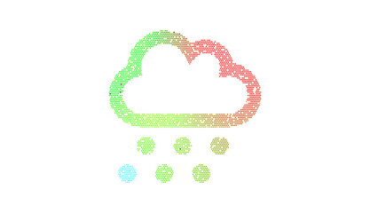Icon cloud hail is made up of LED square shapes. There are bright diodes and there are black dead diodes