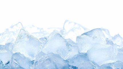 Fresh ice cubes on a clean white background.