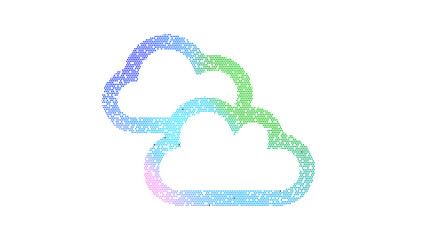 Icon clouds is made up of LED square shapes. There are bright diodes and there are black dead diodes