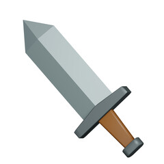 a sword with a simple design. The blade is metallic silver with a sharp, pointed tip, giving it a modern yet medieval style