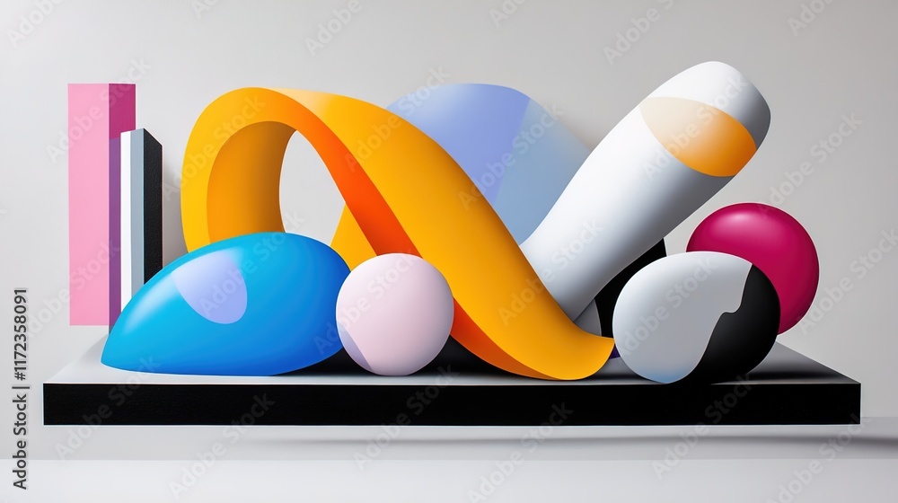 Poster colorful abstract shapes and forms in modern art design display