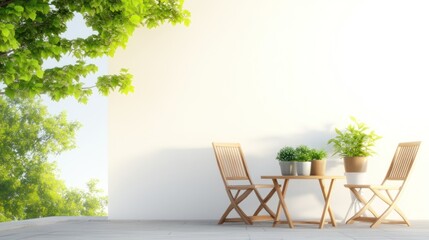 Cozy outdoor seating area with plants and natural light.