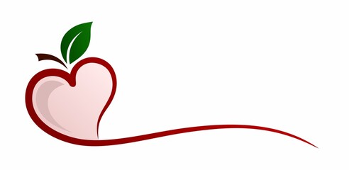 The symbol of stylized red apple with leaf.
