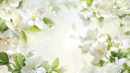 Obraz premium Elegant white floral arrangement empty space for text, Delicate white textured backdrop adorned and daisies and other blossoms forming.