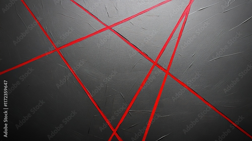 Poster abstract lines in red and black on canvas artistic expression