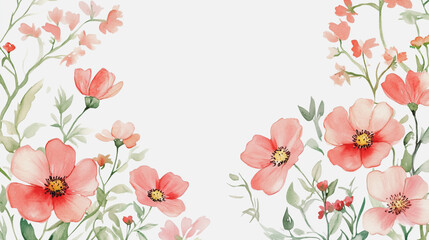 Fototapeta premium Elegant wedding invitation card background vector. Minimal hand painted watercolor botanical flowers texture template background. Design for wedding, vip cover, poster, rsvp moderncard.Valentine's Day