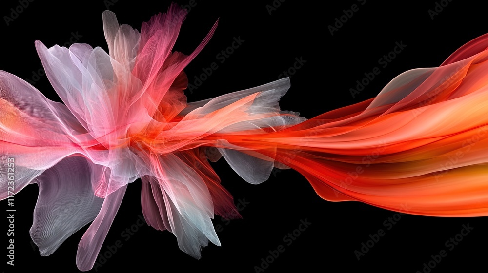 Poster colorful abstract flowing waves with soft textures in motion