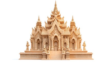 Fototapeta premium Intricate sand castle construction beach sculpture art sunny day close-up view creativity and design