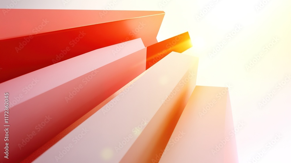 Poster abstract red structure with sunlight background and modern design