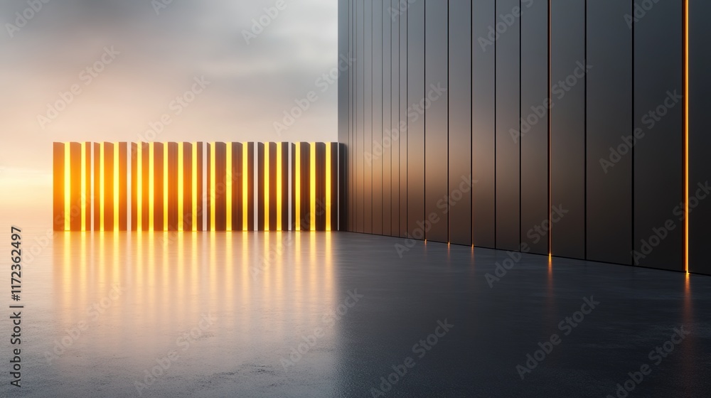 Poster modern architectural design with light reflection on smooth surface