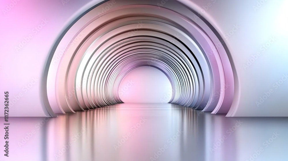 Poster abstract modern archway with soft light and reflective surface