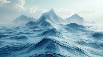Serene Blue Mountains Ocean 8K Ultra HD Landscape