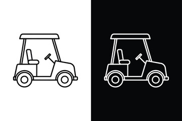 Smooth Ride. Golf Cart Outline Icon Perfect for Clean Vector Designs