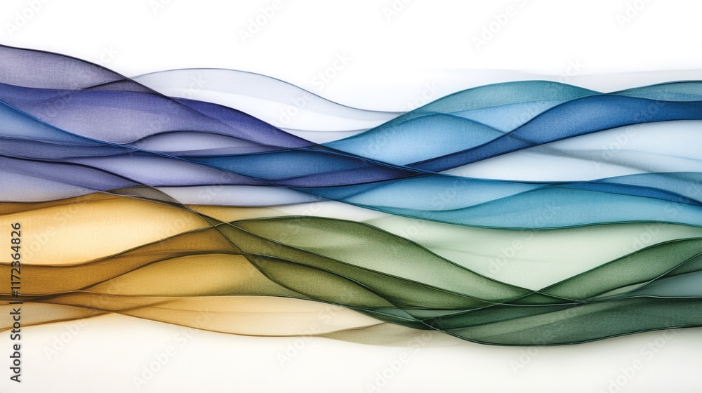 Poster abstract waves of colorful fabric flowing in smooth motion