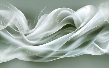 Obraz premium Abstract flowing white and green waves.