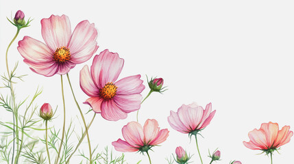 Elegant wedding invitation card background vector. Minimal hand painted watercolor botanical flowers texture template background. Design for wedding, vip cover, poster, rsvp moderncard.Valentine's Day