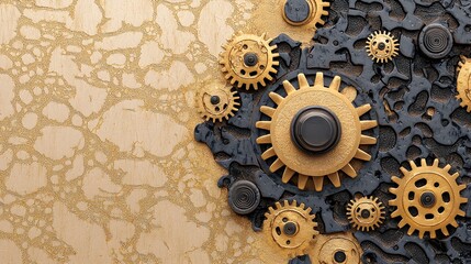Gears in motion a close-up of intricate mechanisms industrial setting digital art abstract...