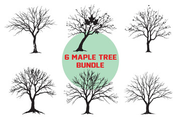 Maple Tree Silhouette Vector Artwork