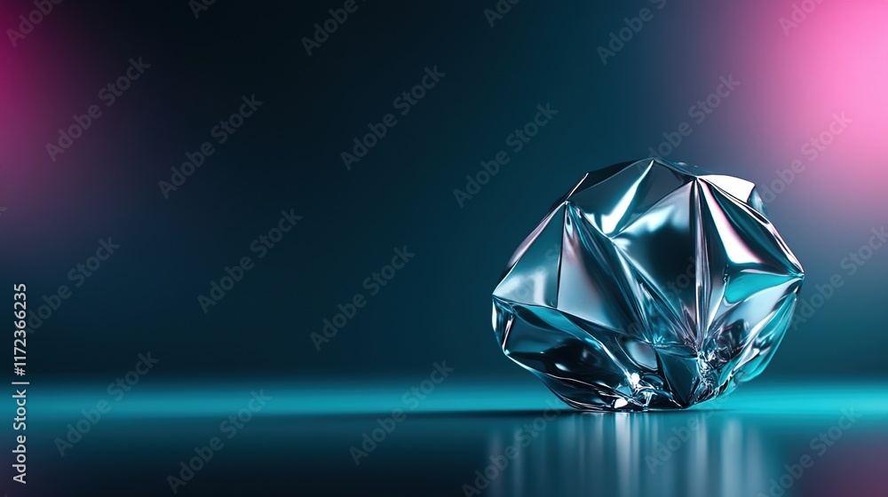 Poster abstract crystal structure with reflections and soft lighting effects
