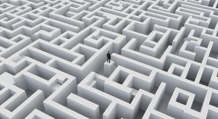businessman in the middle of a maze background