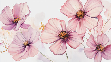 Elegant wedding invitation card background vector. Minimal hand painted watercolor botanical flowers texture template background. Design for wedding, vip cover, poster, rsvp moderncard.Valentine's Day