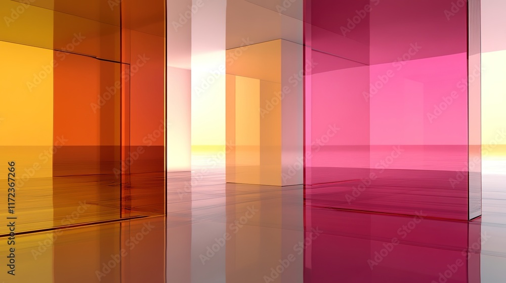 Poster colorful abstract architecture with transparent geometric shapes