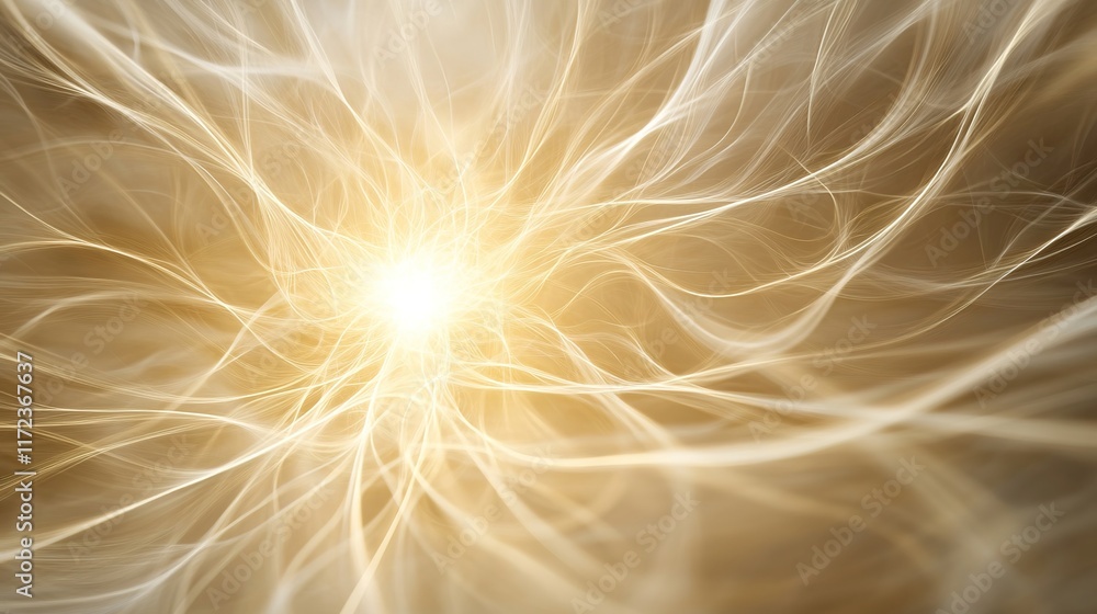 Poster abstract golden light beams creating dynamic energy flow patterns
