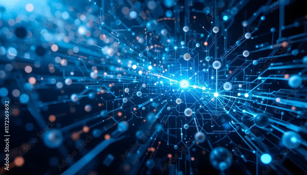 Aufkleber futuristic data stream with glowing numbers and digital information