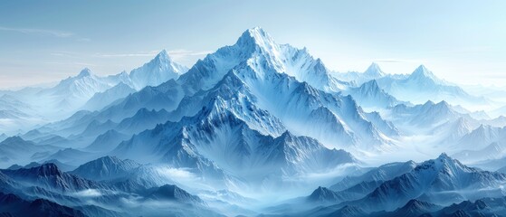 Fototapeta premium Majestic Snowy Mountain Range Serene Landscape Winter Peaks 8K Ultra HD