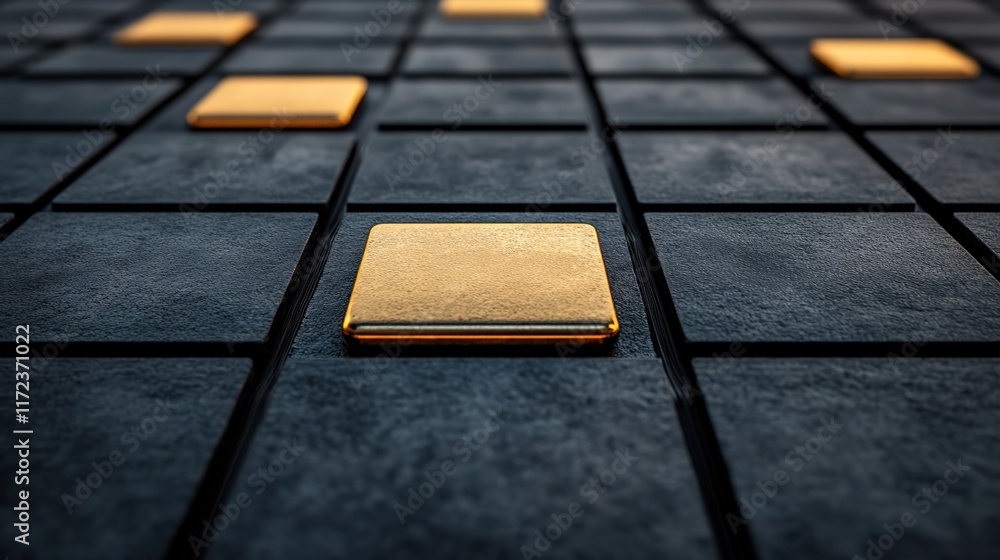 Poster golden square highlight on dark textured background for design use