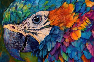 Obraz premium Vibrant Macaw Portrait Painted in Rich Colors