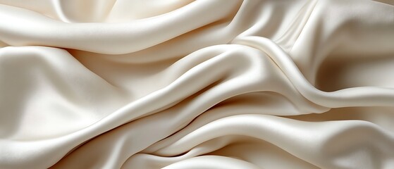 Obraz premium Creamy Beige Silk Fabric Draped Texture.