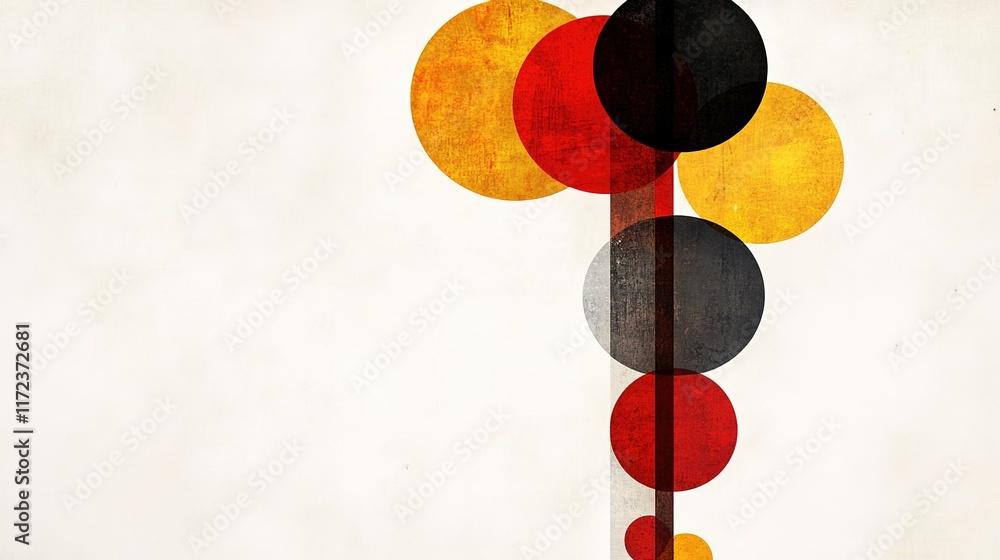Poster abstract design with colorful circles on textured background