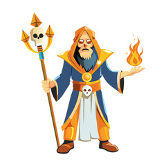 Obraz premium A flat style illustration of a dark sorcerer character