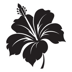 PrintHibiscus Silhouette Vector Illustration  Flower Icon Tropical  Bloom  White background.