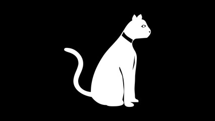 Cat shape icon white color in black background