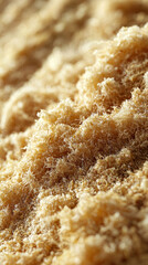 Close up of sugarcane pulp, showcasing its fibrous texture and natural color. This organic material is often used various