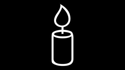 Candle shape icon white color in black background