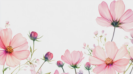 Fototapeta premium Elegant wedding invitation card background vector. Minimal hand painted watercolor botanical flowers texture template background. Design for wedding, vip cover, poster, rsvp moderncard.Valentine's Day