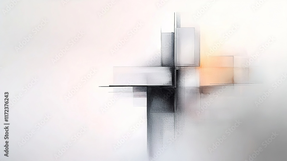 Poster abstract geometric shapes with soft colors and subtle gradients
