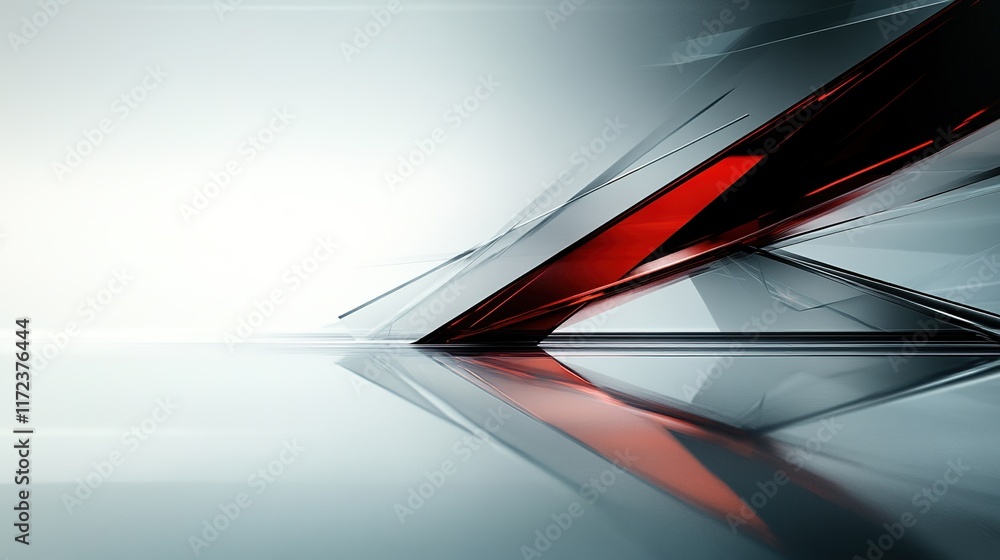 Poster abstract red and gray geometric composition on smooth background